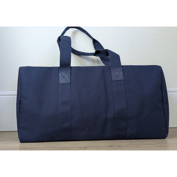 Ralph Lauren Duffle Bag Large Navy Canvas Embroidered Logo Weekend Travel NEW - Picture 3 of 12